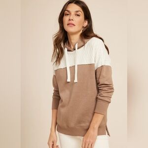 Maurices Colorblock Women's XL Long Sleeve Hoodie Tan & White
